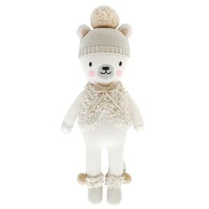 Cuddle + Kind Stella Polar Bear Stuffed Handmade 100 Cotton Knit Pom Limited 24”